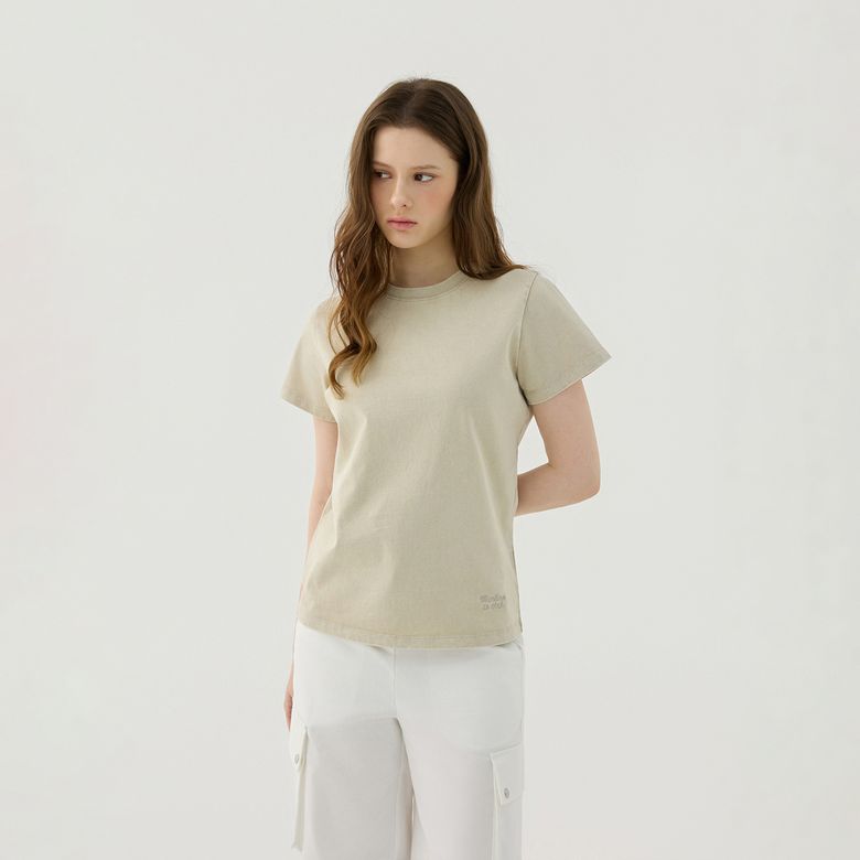 Pigment Washed Round T-Shirt_BEIGE