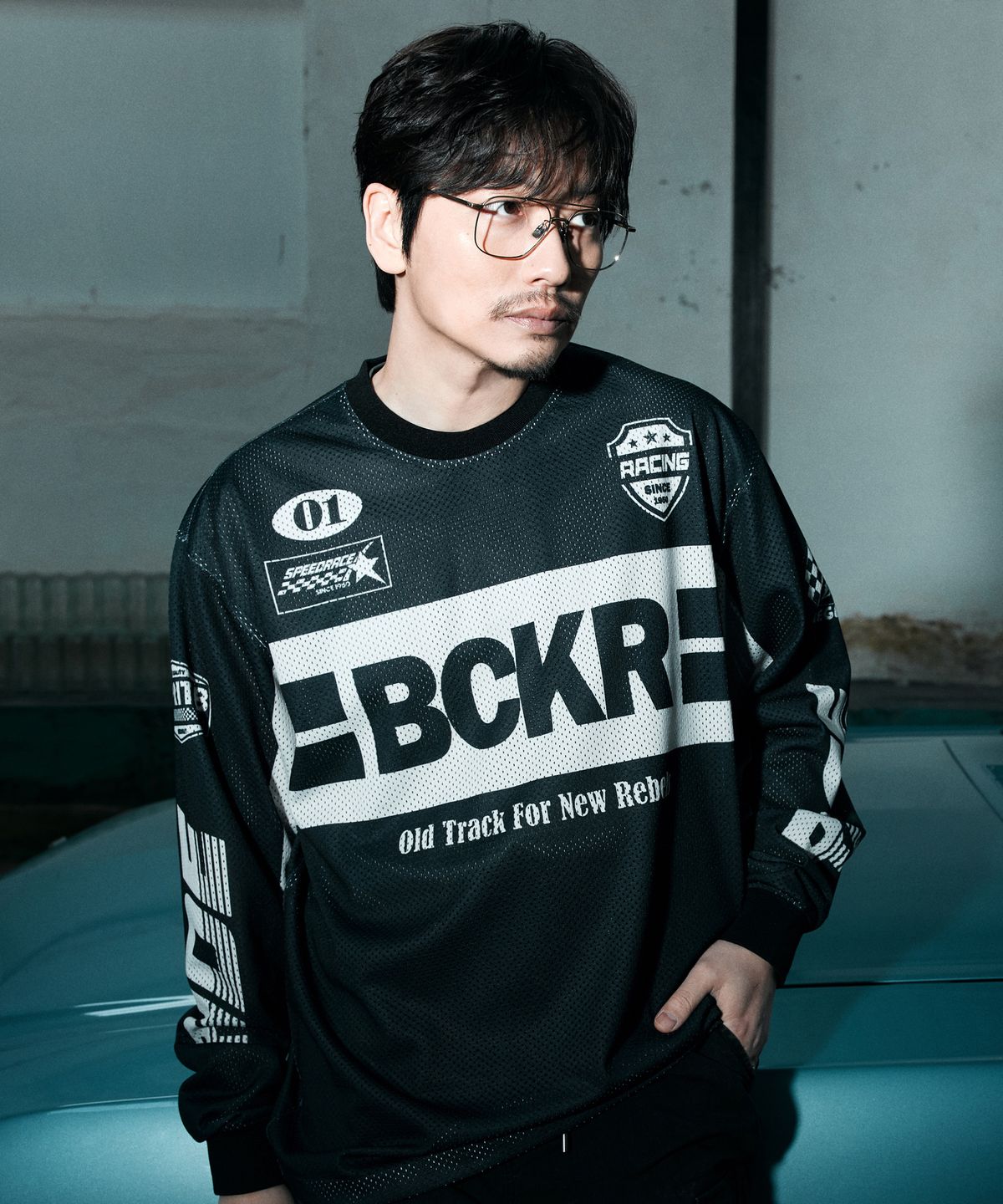 버커루(BUCKAROO) 메쉬 레이싱 아트웍 긴팔 티셔츠 블랙