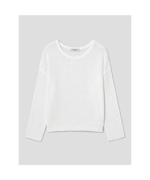 솔리드 루즈핏 보트넥 풀오버  화이트