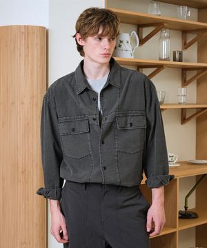 공용 밀로 더블 포켓 셔츠 (D/GREY)