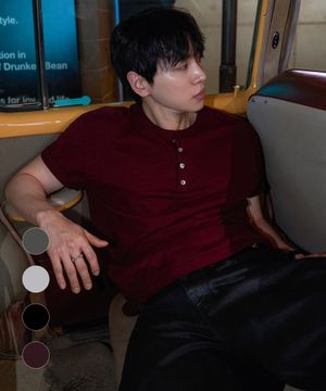 [스토커즈X드로우핏] 슬럽 코튼 헨리넥 티셔츠 [4color]