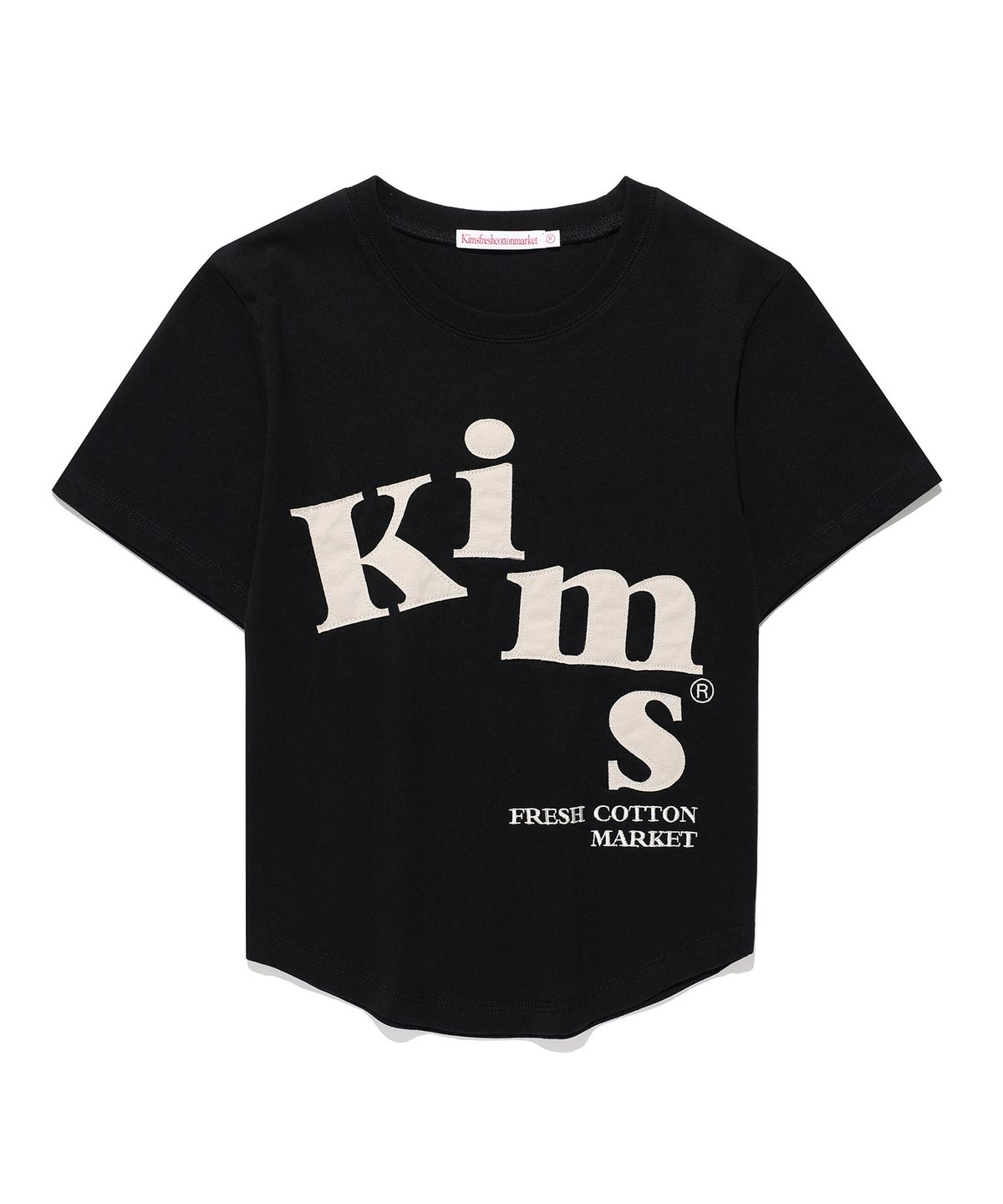 킴스 프레시 코튼 마켓(KIMS FRESH COTTON MARKET) 메시 알파 아플리케 티셔츠 블랙