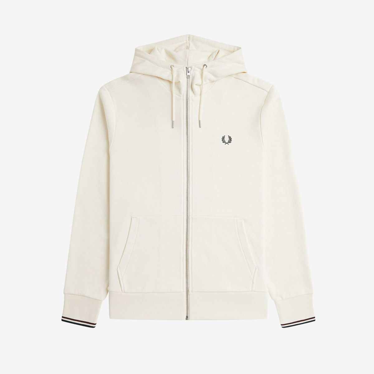 프레드페리(FRED PERRY) [Sport] 후드 집스루 스웻셔츠 - 에크루/옥스블러드/그래스루츠 AFPM2617536-84A