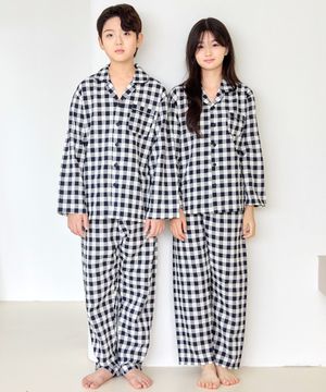 핑코코 2074 베리체크 긴팔 주니어 잠옷 파자마세트