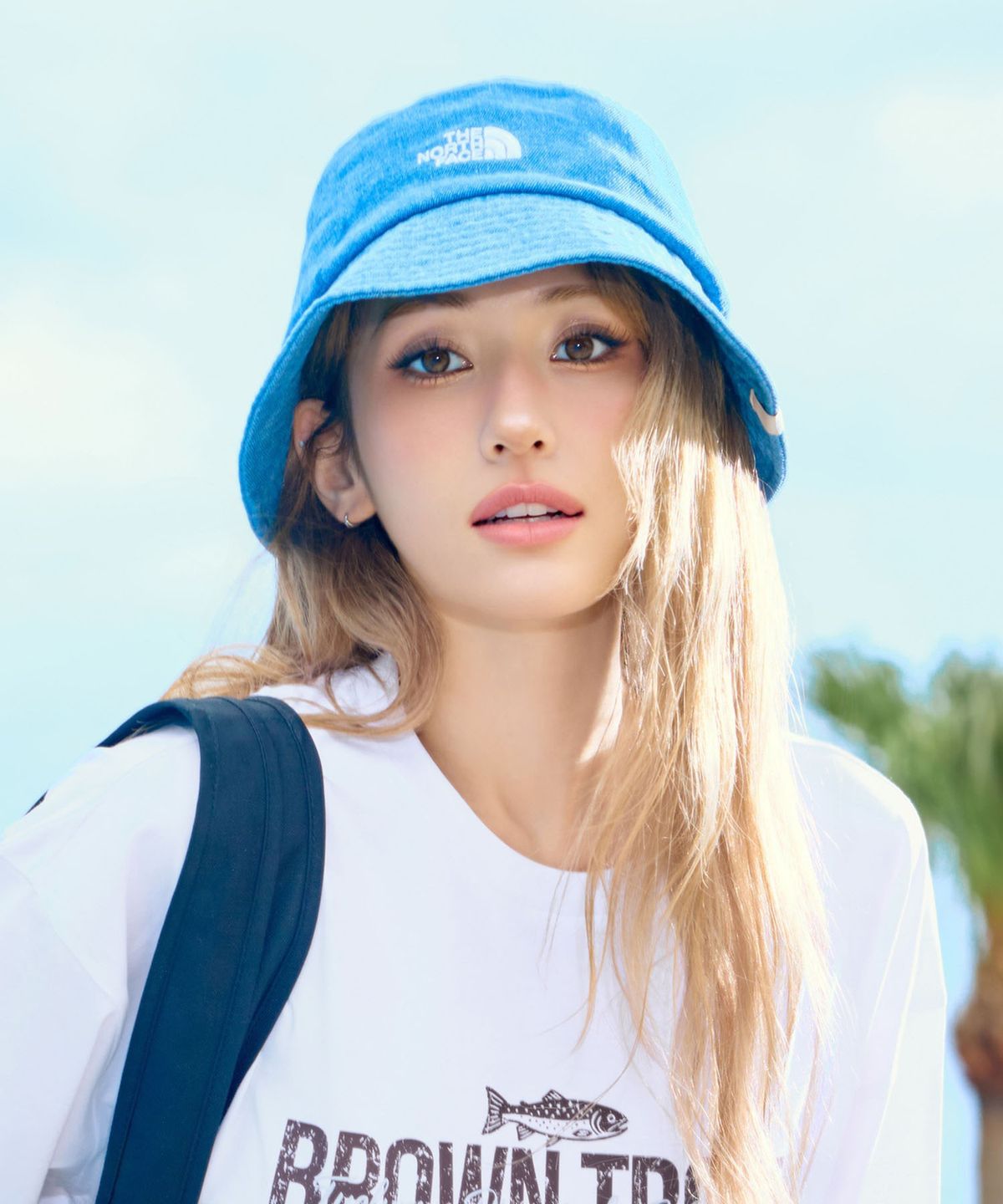 노스페이스(THE NORTH FACE) NE3HS00K 화이트라벨 로고 버킷 햇 데님 BLUE