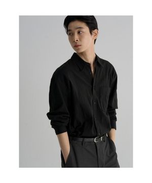 에스닉 오버핏 셔츠  블랙
