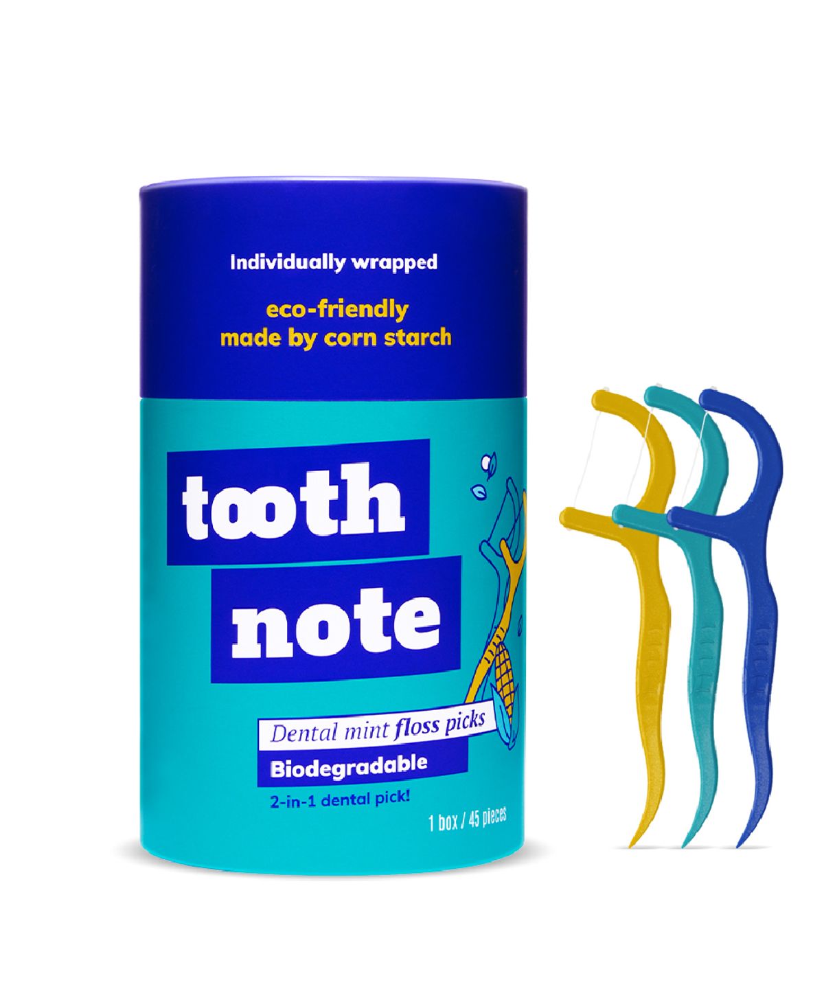 투스노트(TOOTHNOTE) 덴탈 민트 일회용 치실 1통 (45ea)
