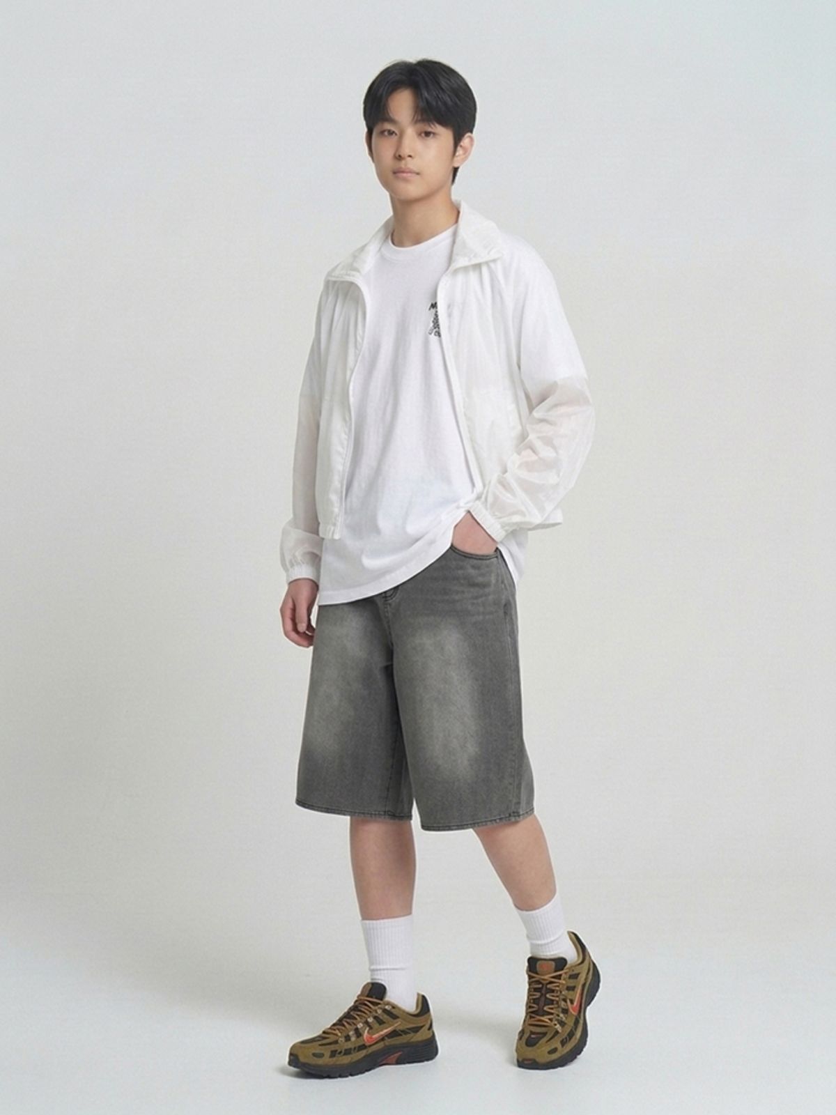 행텐 틴즈(HANGTEN TEENS) 틴즈 커팅 라인 6부 버뮤다 데님팬츠_044(14570-056-401-10)