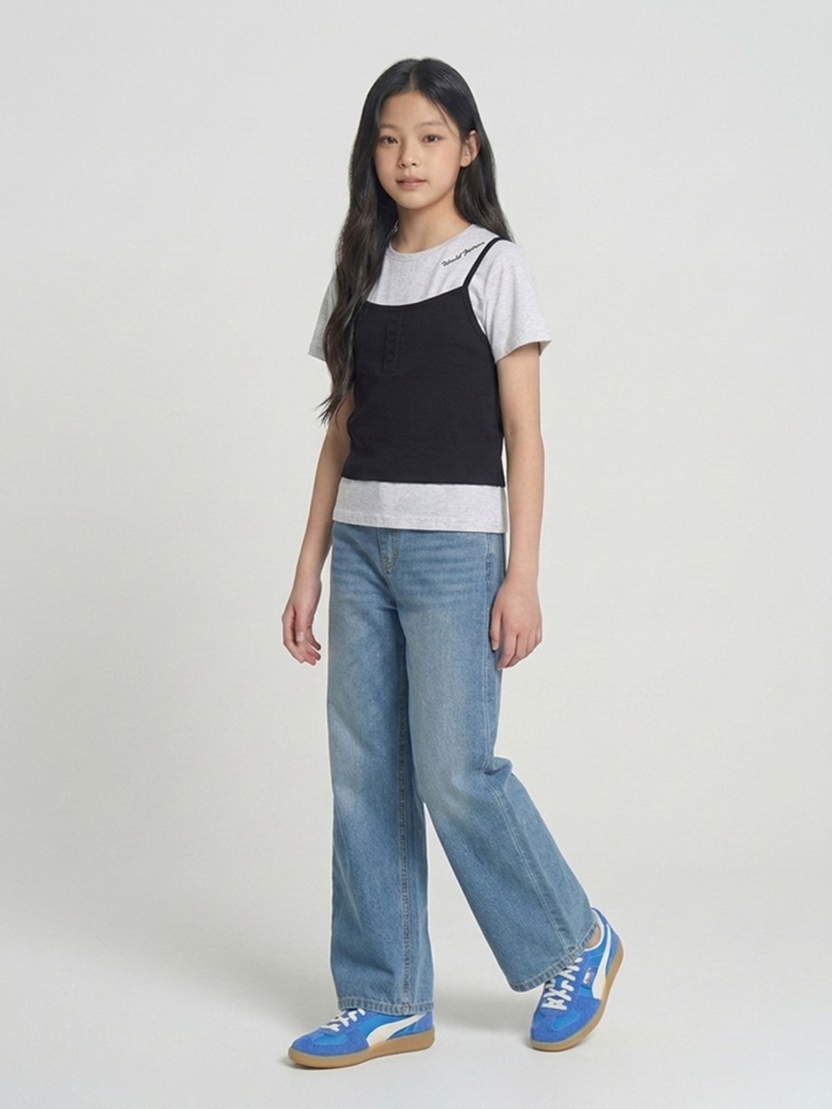 행텐 틴즈(HANGTEN TEENS) 틴즈 여아 세미와이드 핏 데님팬츠_254(14570-155-401-10)