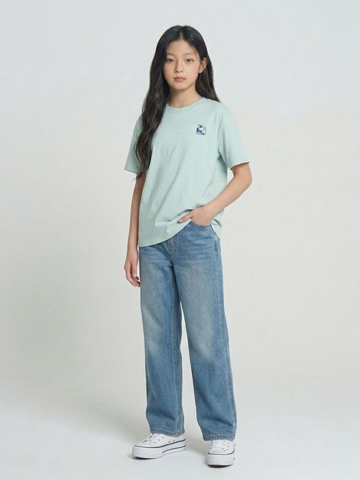 행텐 틴즈(HANGTEN TEENS) 틴즈 여아 세미와이드 핏 데님팬츠_261(14570-155-401-10)