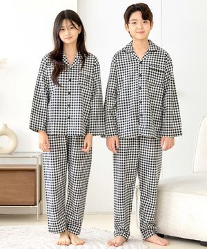 핑코코 2077 잔체크 긴팔 주니어 잠옷 파자마세트