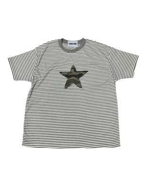 Star Stripe Soft T-shirt ((white*melange gray))