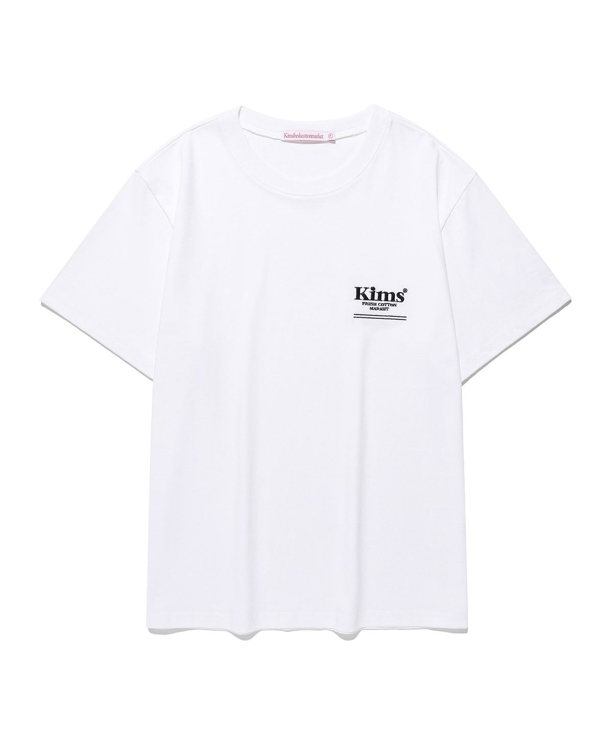 킴스 프레시 코튼 마켓(KIMS FRESH COTTON MARKET) 미니 밤 라인 로고 티셔츠 화이트