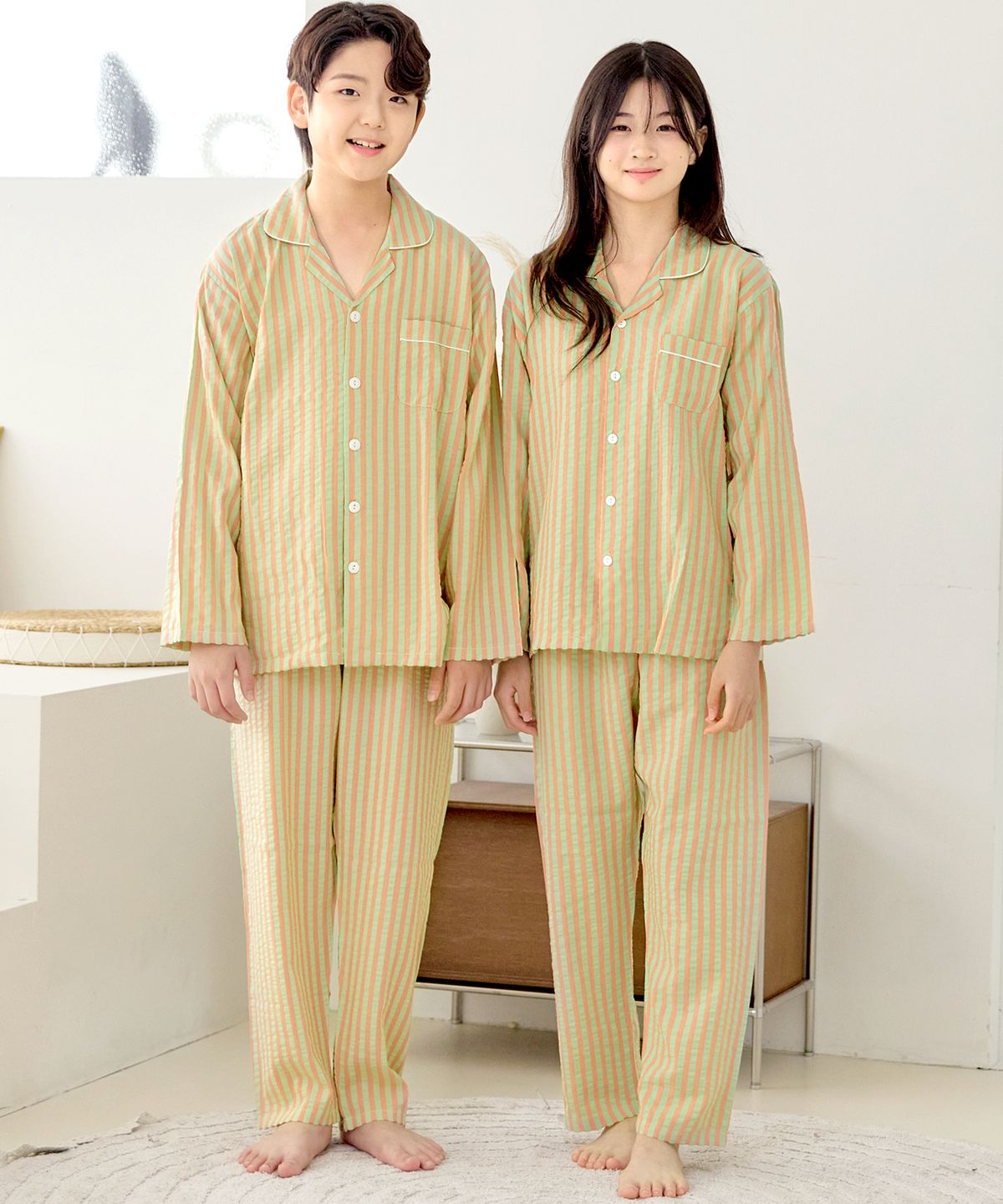 핑코코(PINGCOCO) 2101 민트스트 긴팔 주니어 잠옷 파자마세트