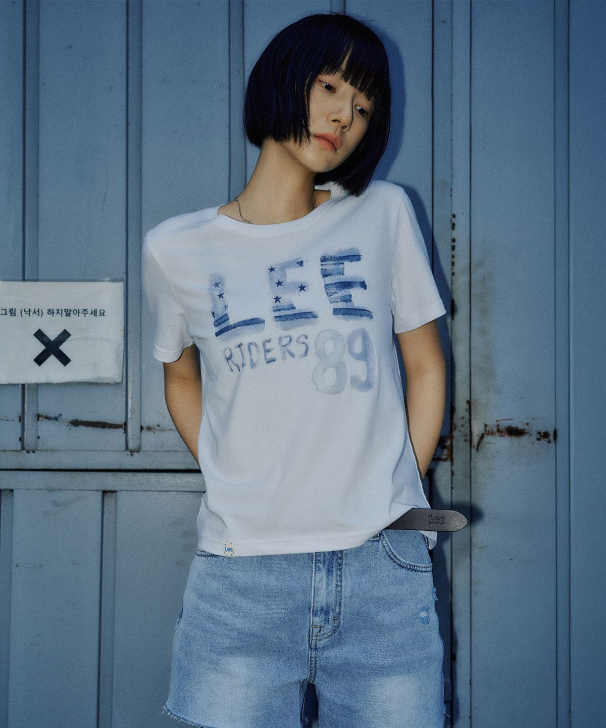 리(LEE) 우먼 아메리칸 타이포 티셔츠 화이트