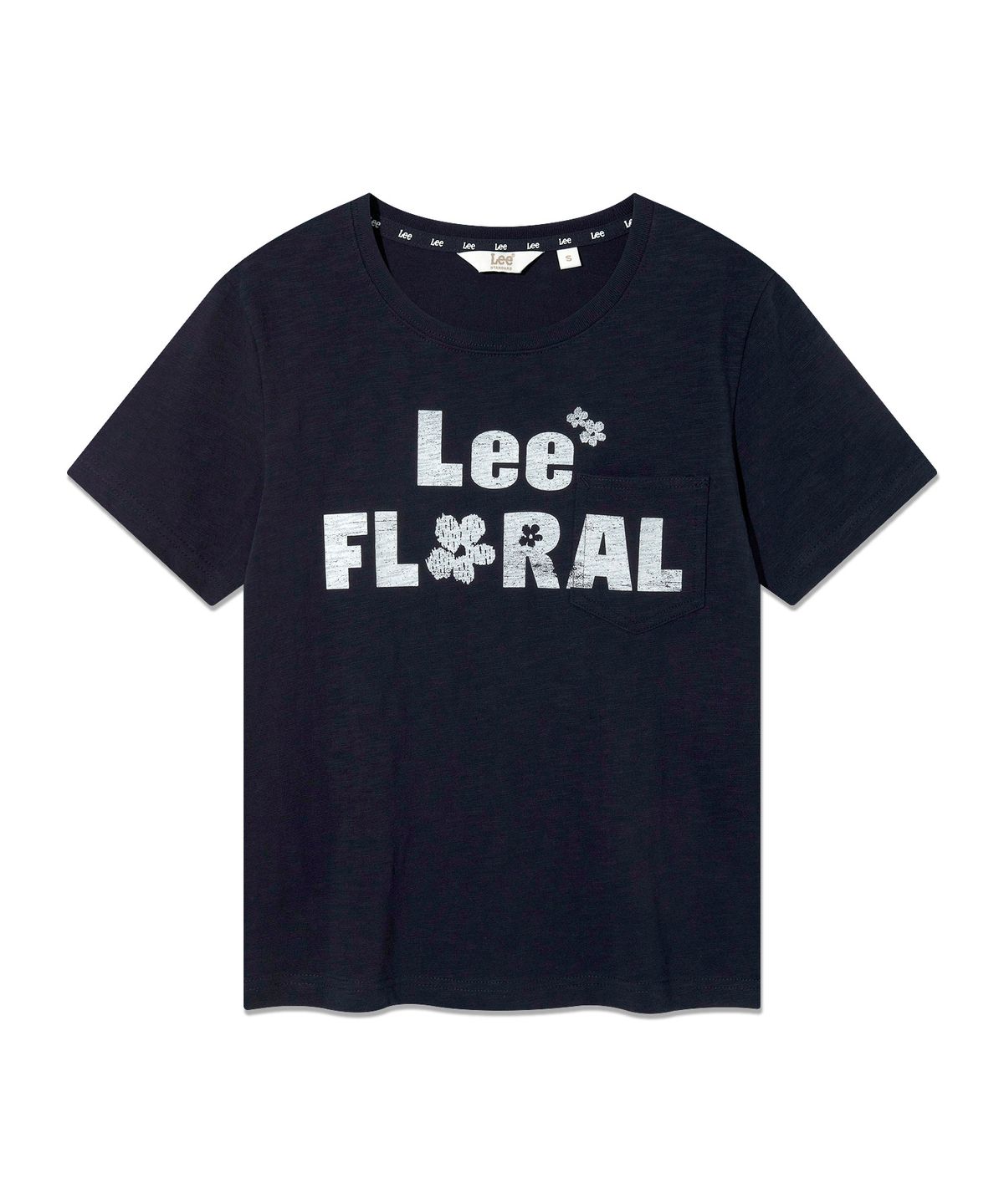 리(LEE) 우먼 타이포 포켓 티셔츠 네이비