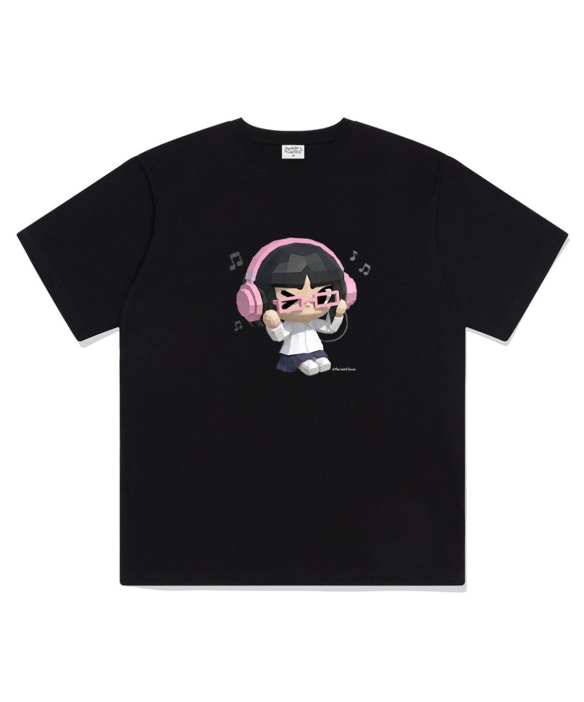 더모프하우스(THEMORFHOUSE) 3D 뮤직 걸 오버핏 반팔 티셔츠 블랙