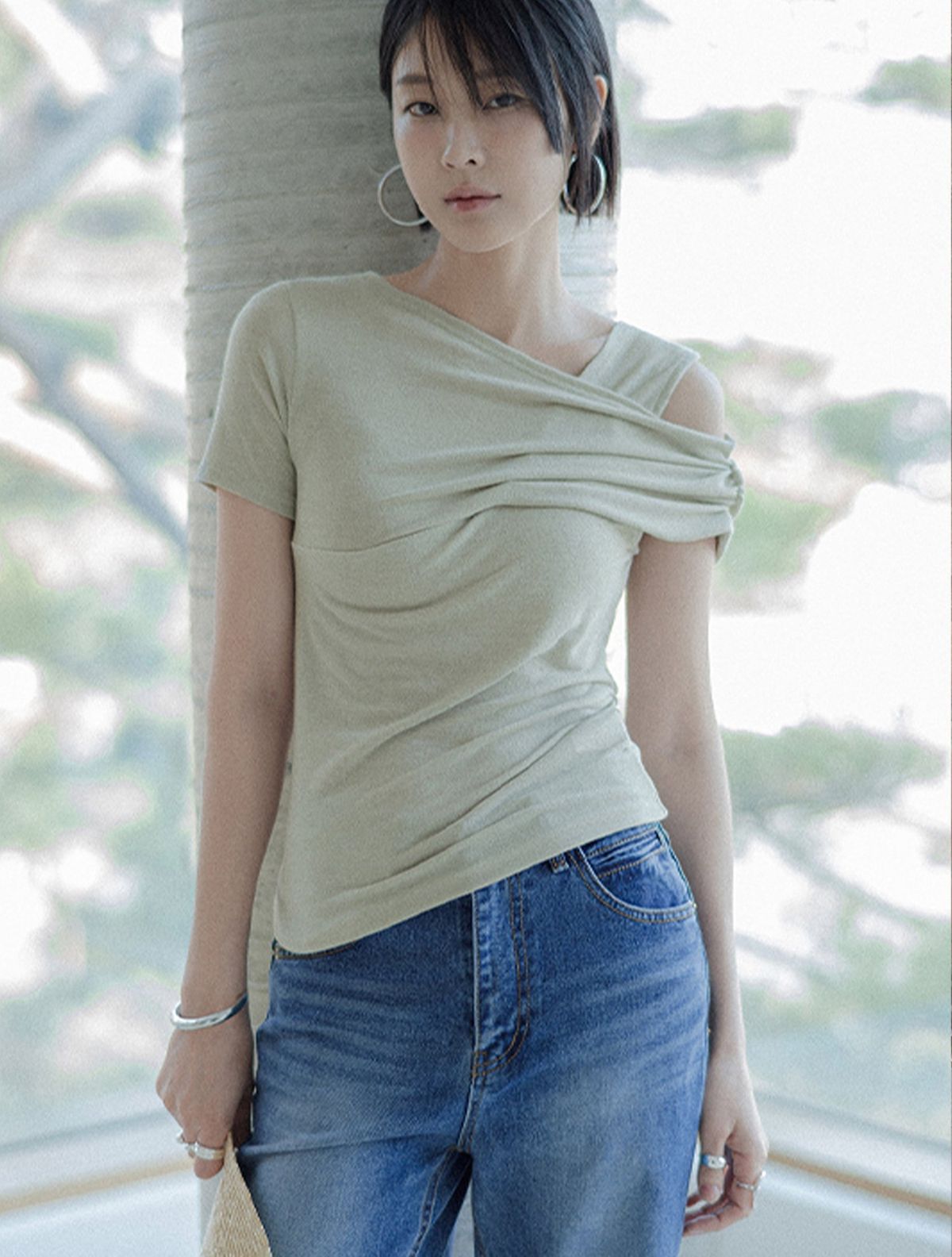 메무아(MEMUA) 글로리아 셔링 하프 슬리브리스