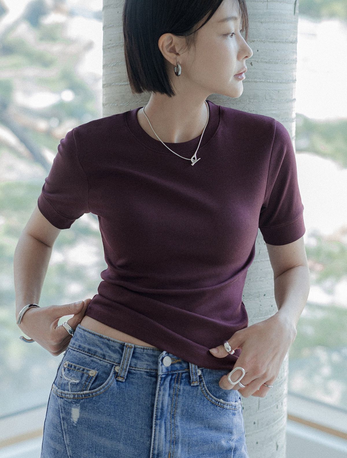 메무아(MEMUA) 에딘 5부 모달 티셔츠