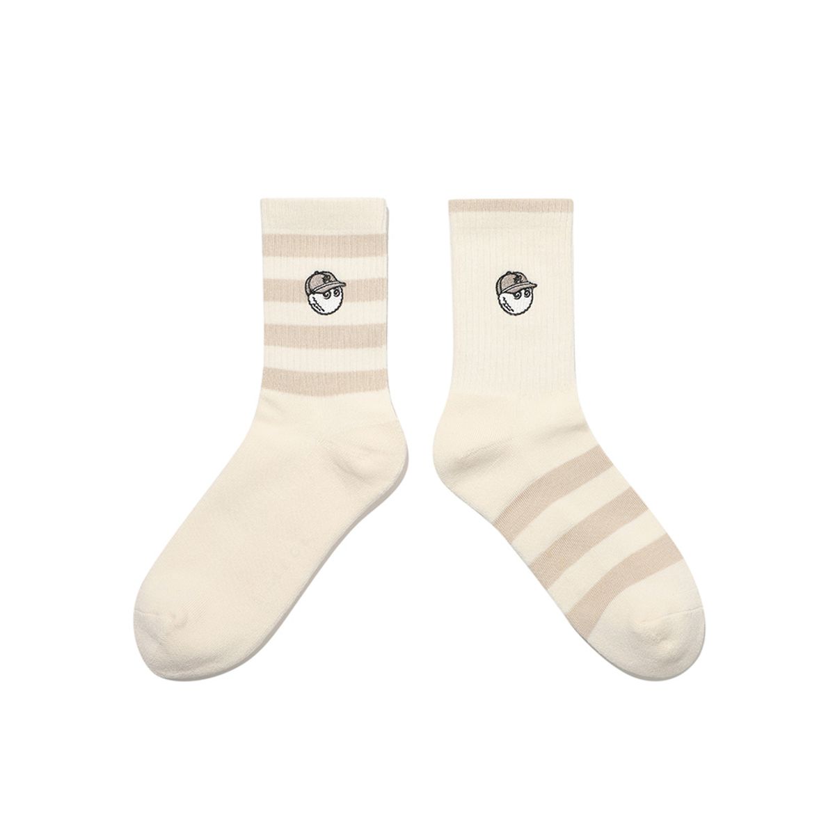 말본 골프(MALBON GOLF) 언발란스 스트라이프 와펜 크루 삭스 BEIGE