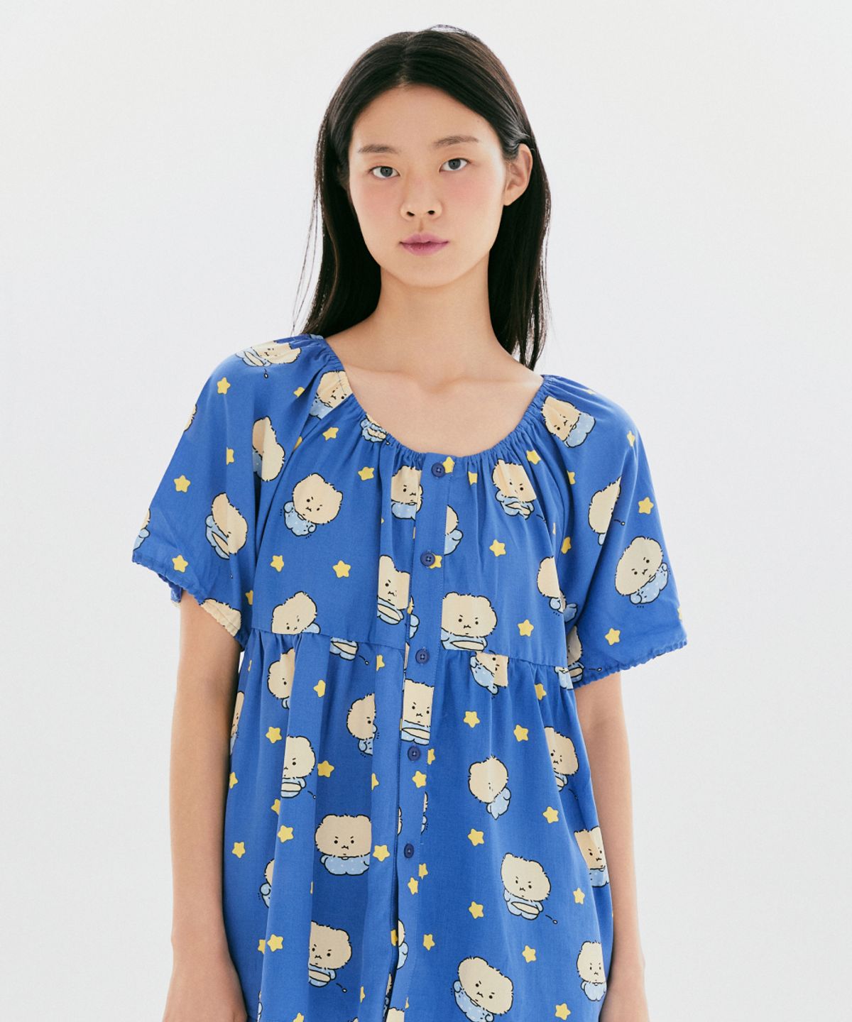 스파오(SPAO) [망그러진곰] 셔링 파자마(BLUE)_SPPPG23U08