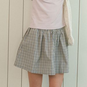 DD_Check a-line mini skirt_BLUE
