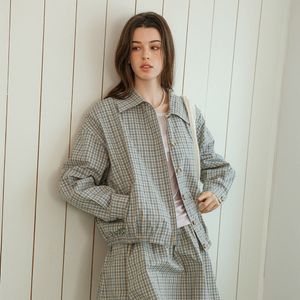 DD_Check elastic hem jacket_BLUE