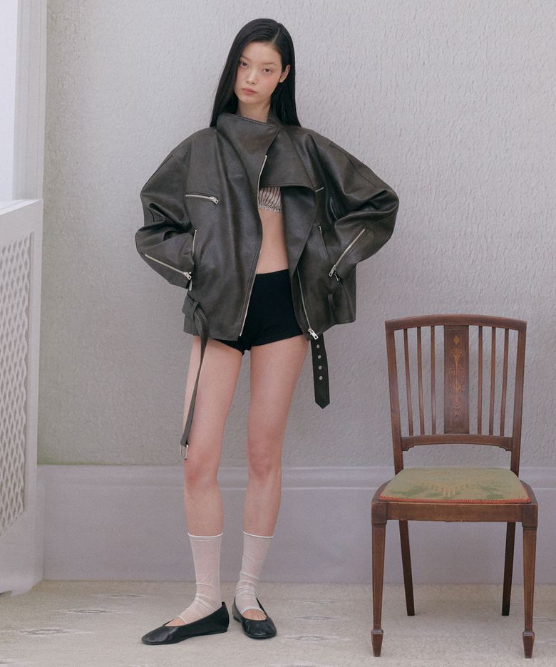 하이넥 레더 자켓