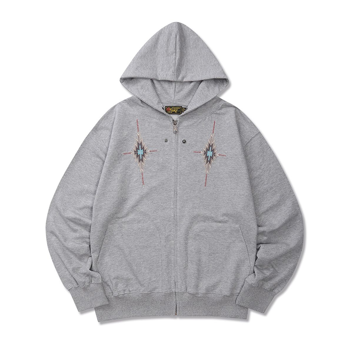 오가프(OGARP) Navaho Embroidery Zip-up Hoodie Melangegray