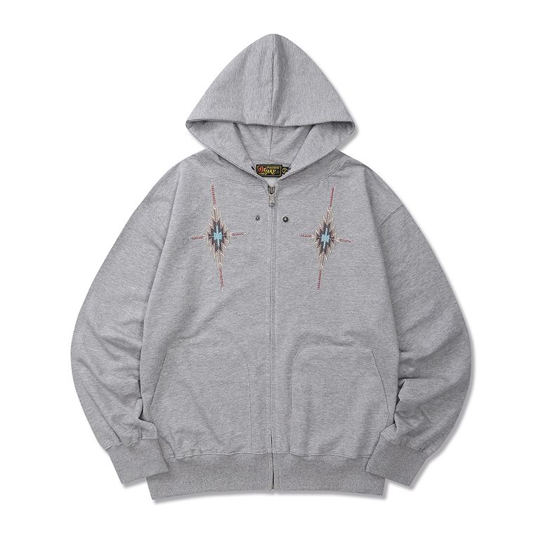 Navaho Embroidery Zip-up Hoodie Melangegray