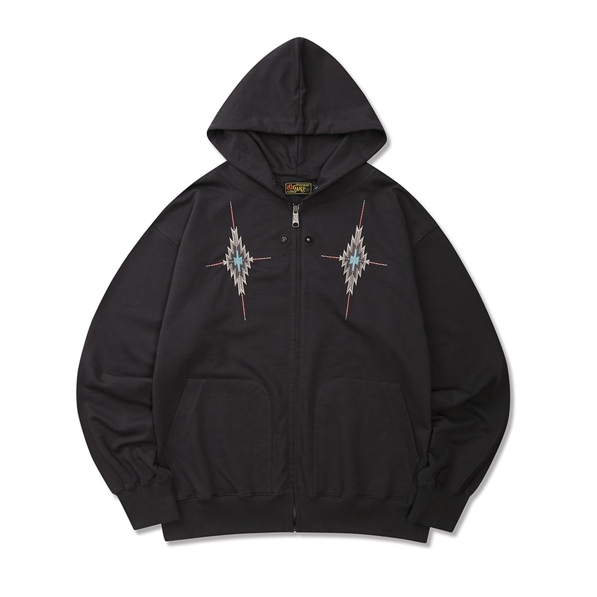 오가프(OGARP) Navaho Embroidery Zip-up Hoodie Charcoal