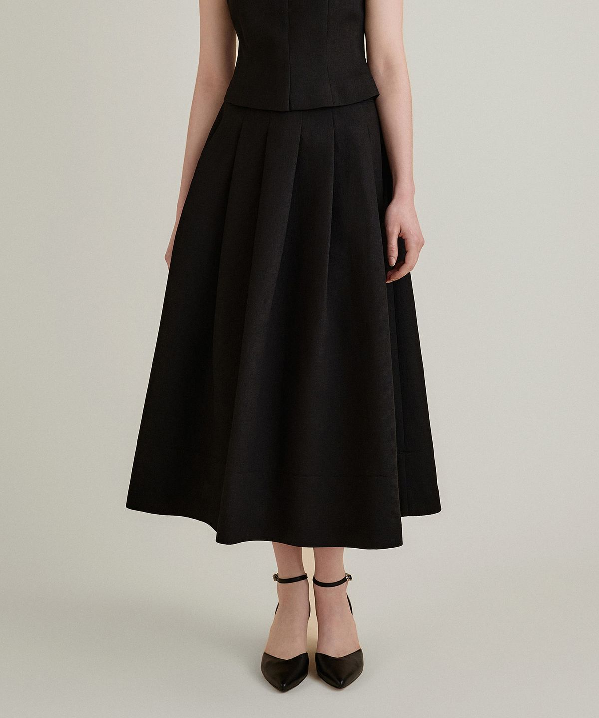 토와브(TOWAV) LENNE FLARE SKIRT_BLACK