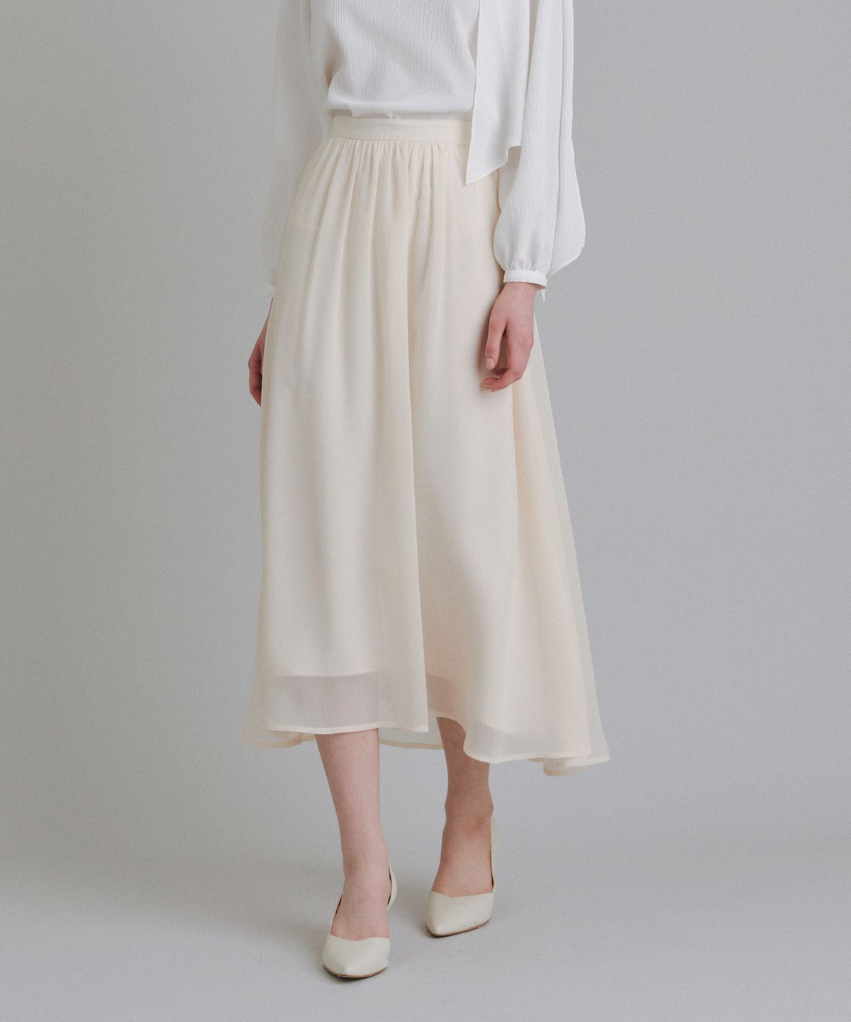 토와브(TOWAV) LISS SHIRRING SKIRT_CREAM