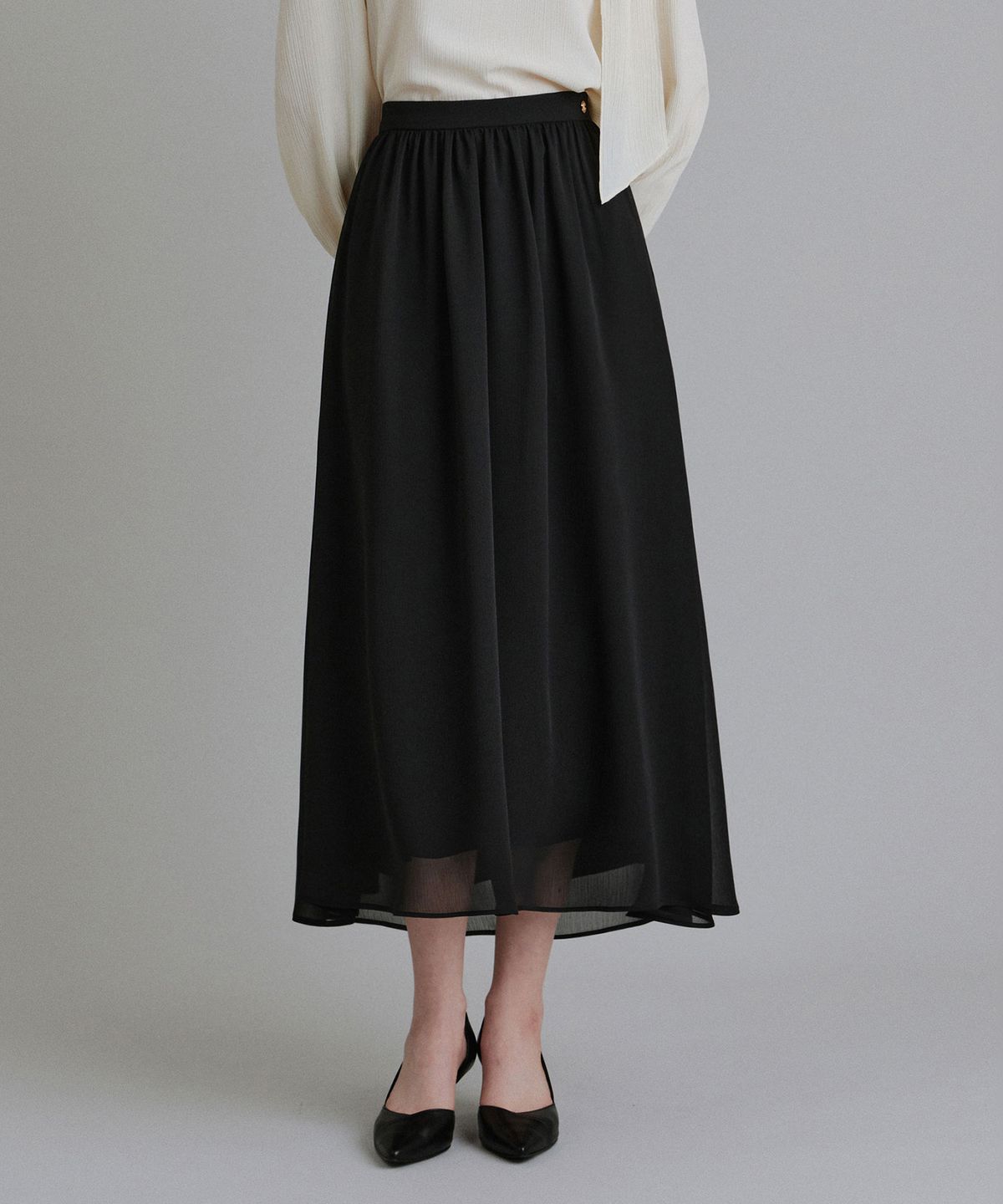 토와브(TOWAV) LISS SHIRRING SKIRT_BLACK