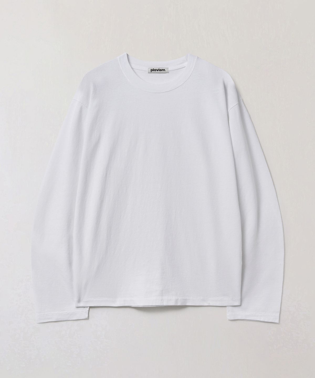 플라비즘(PLAVISM) Men Plain Relaxed Long Sleeve T-Shirt - White