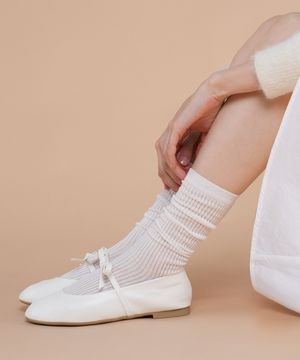 [3팩] 시스루 골지 루즈핏 긴목 양말 - 컬러선택형