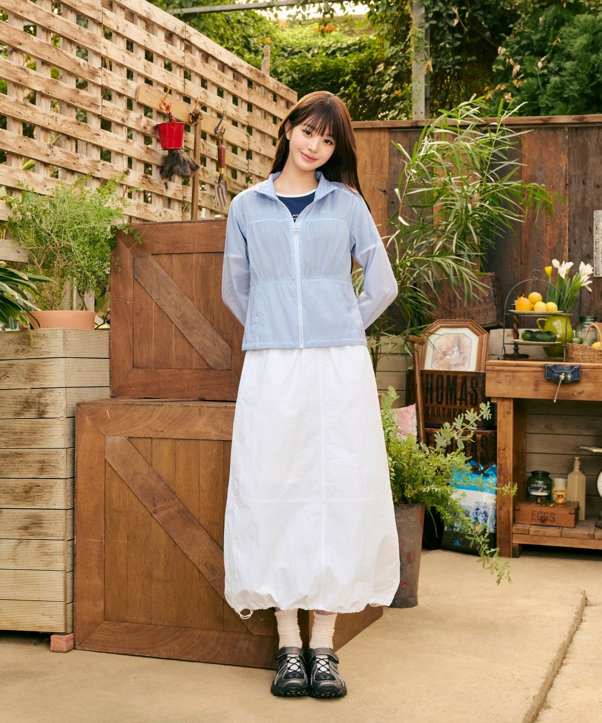아이더(EIDER) SHEER (시어) 여성 롱 스커트_White