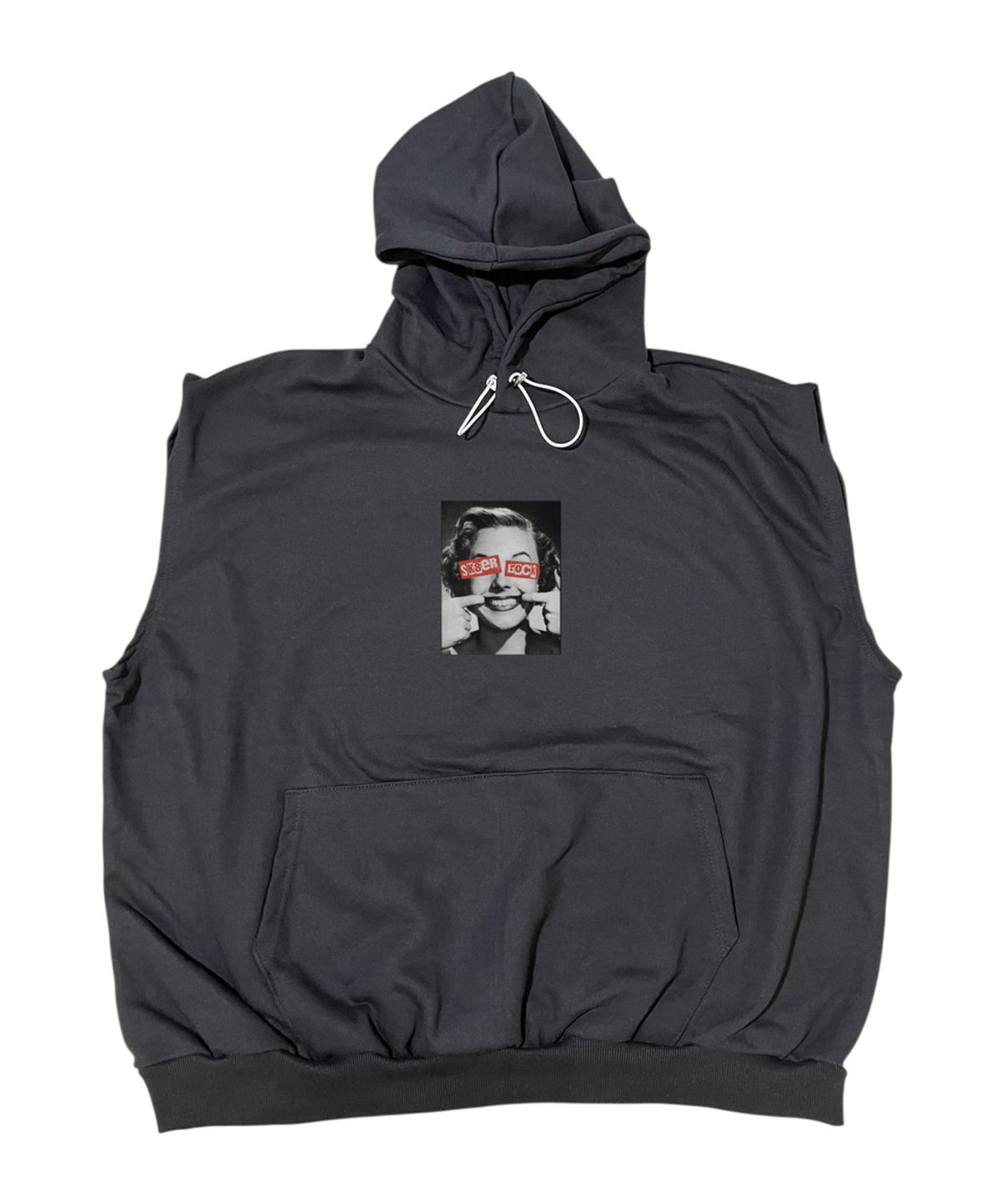 스케이터락(SK8ER ROCK) Forced Happiness Sweat Hood Vest ((black))