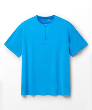ZERO 라운드 집업 반팔티셔츠_Cyan Blue