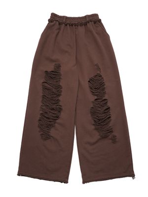 스크래치 데미지 스웨트 팬츠(Brown)