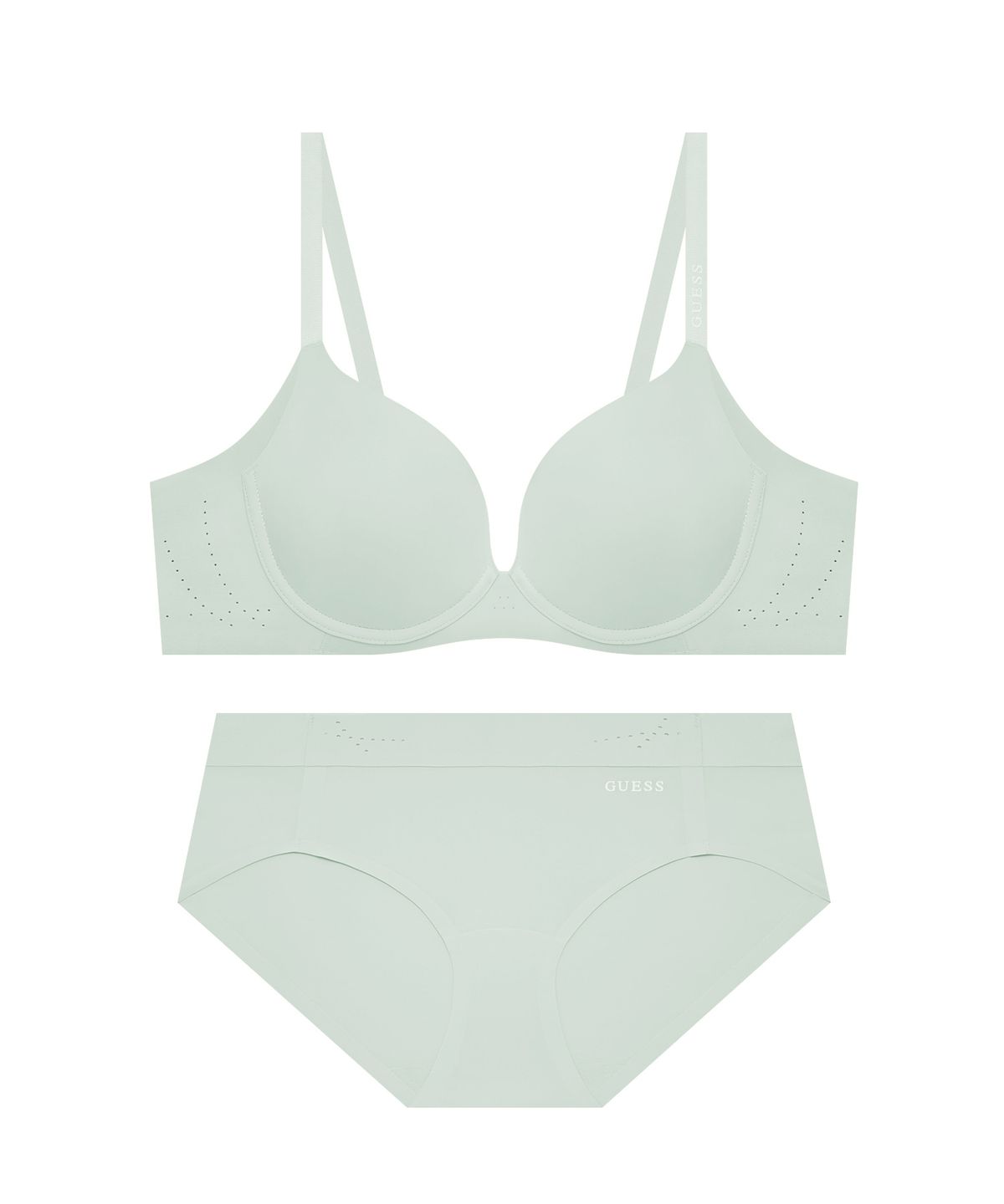 게스언더웨어(GUESS UNDERWEAR) [CD전용] 에어리 펀칭 프리컷 와이어 브라 팬티 - 라이트민트