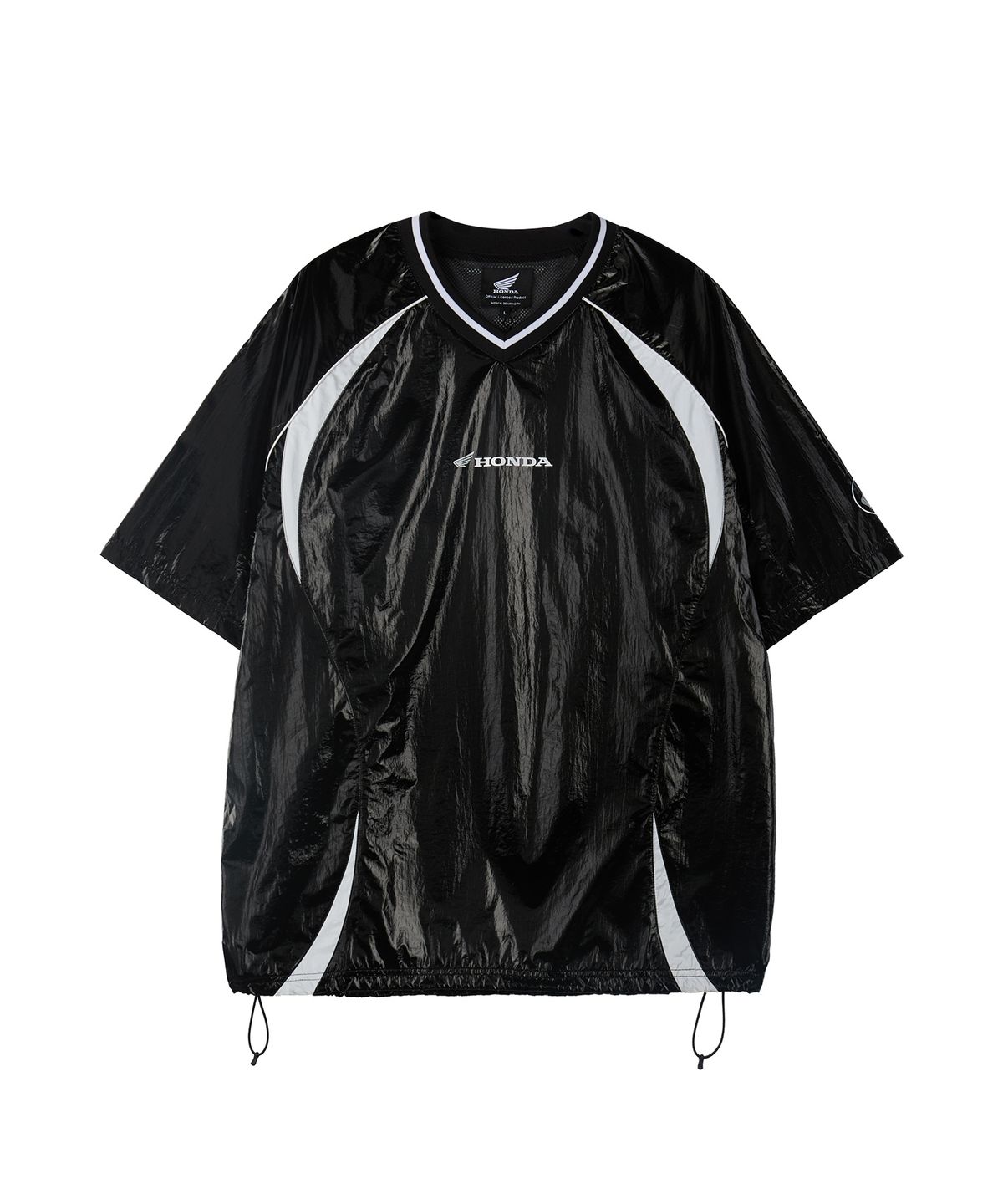 핍스 모터사이클(PHYPS MOTORCYCLE) Glosy Nylon V Neck Short Sleeve Black