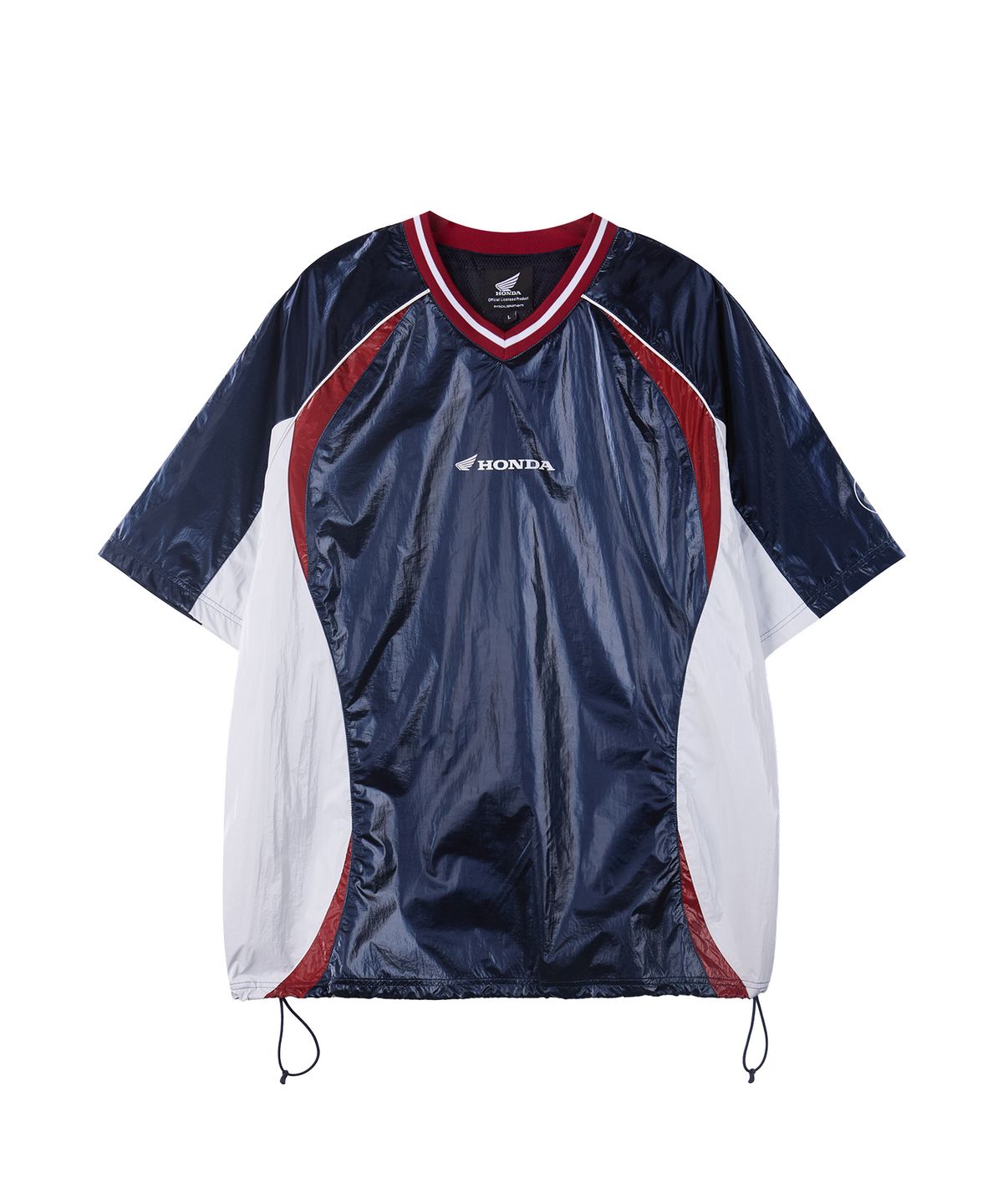 핍스 모터사이클(PHYPS MOTORCYCLE) Glosy Nylon V Neck Short Sleeve Navy