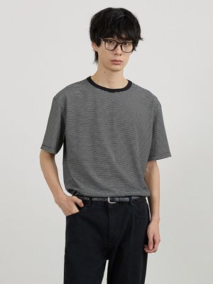 공용 스트라이프 반팔티 BK