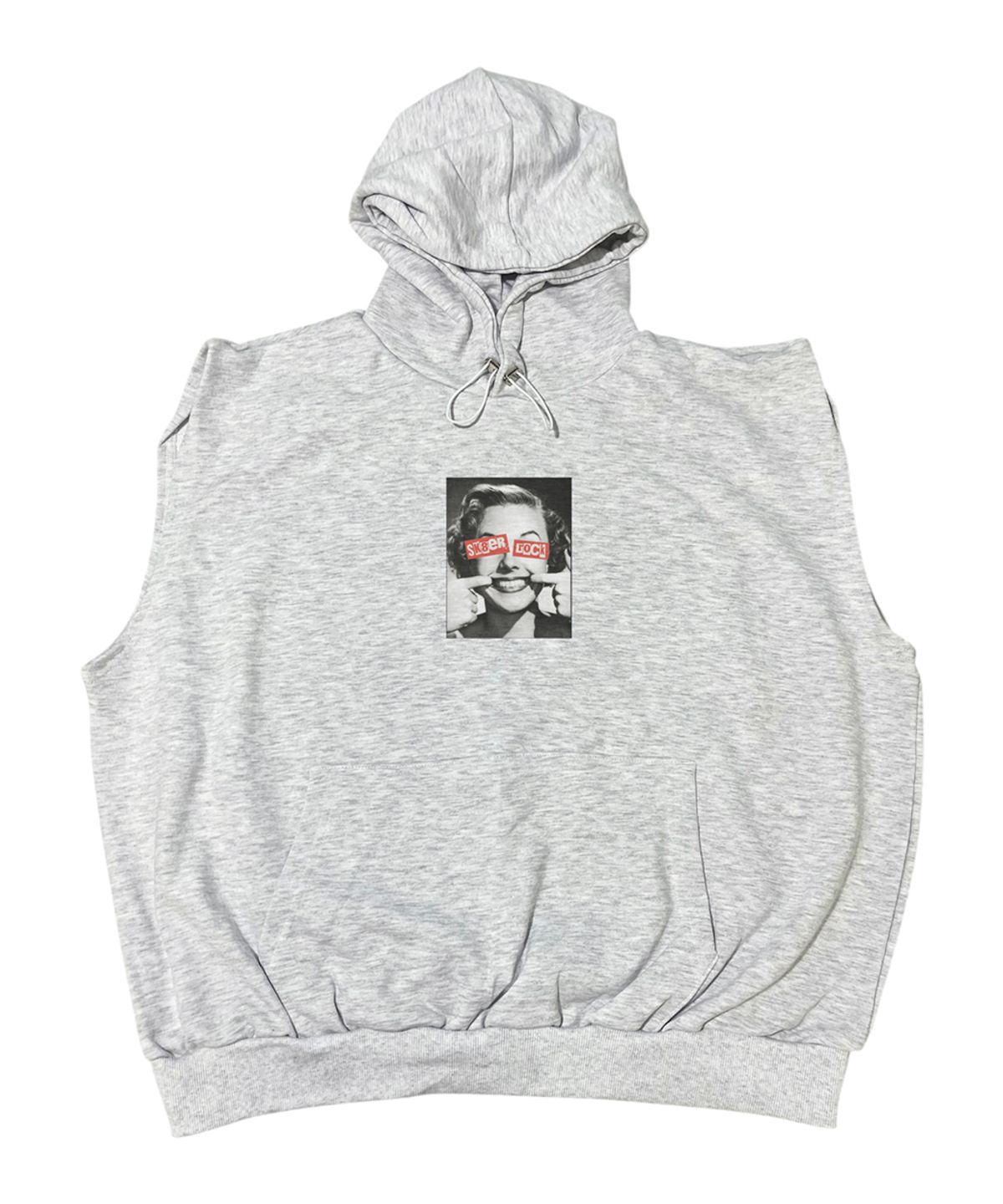 스케이터락(SK8ER ROCK) Forced Happiness Sweat Hood Vest ((white melange))