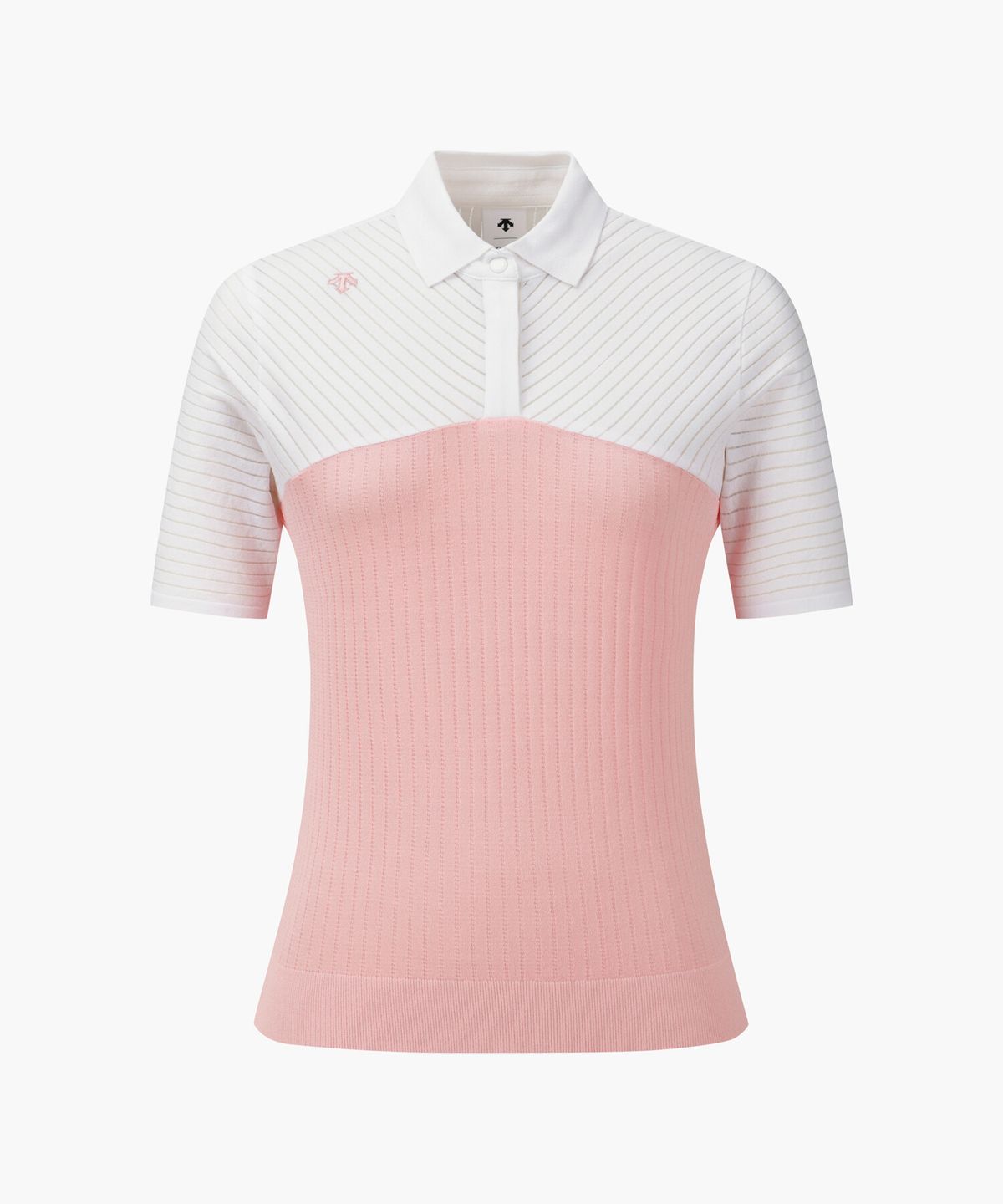 데상트 골프(DESCENTE GOLF) 여성 컬러블럭 카라 반팔 풀오버  DR22WFKP41