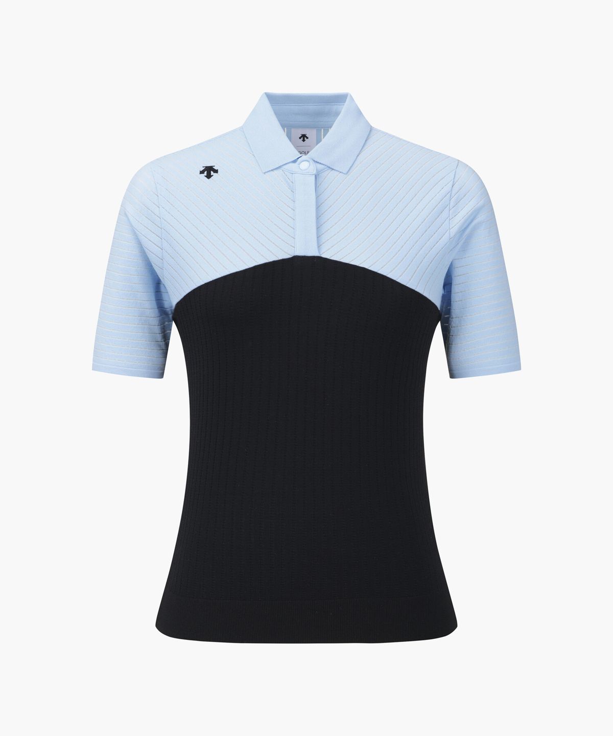데상트 골프(DESCENTE GOLF) 여성 컬러블럭 카라 반팔 풀오버  DR22WFKP41