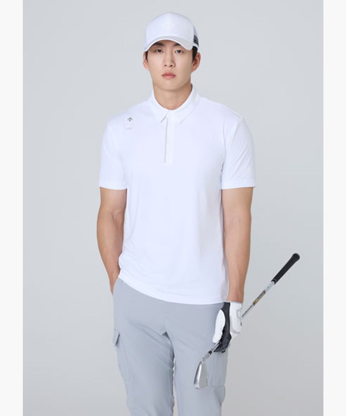 데상트 골프(DESCENTE GOLF) 남성 원포인트 카라 반팔 티셔츠  DR12MFTS3J