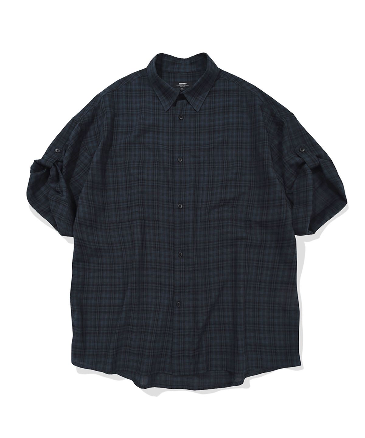 카네이테이(KANEITEI) CHECK ROLL-UP HALF SHIRT (NAVY)