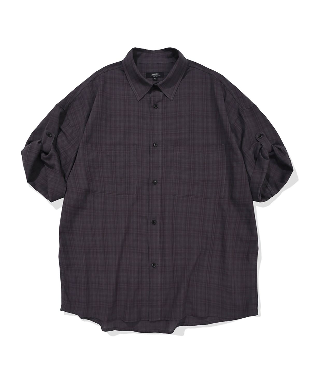 카네이테이(KANEITEI) CHECK ROLL-UP HALF SHIRT (PURPLE)